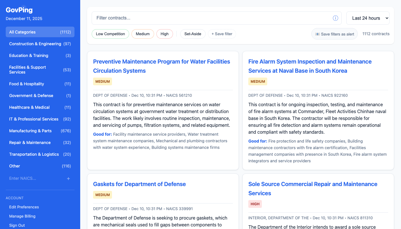 GovPing contract browser